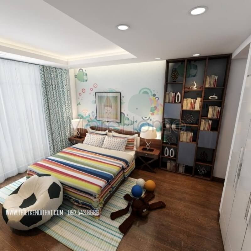 Mẫu giường ngủ gỗ hiện đại với thiết kế đơn giản tại nhà phố Lò Đúc