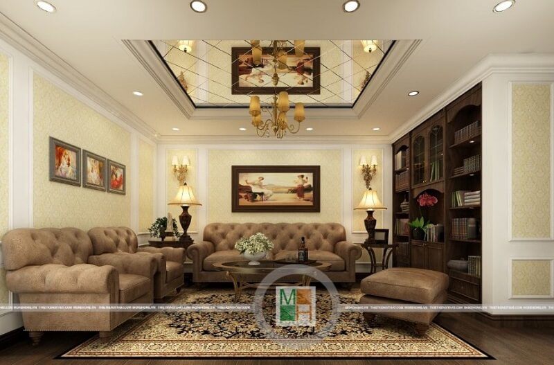 Mẫu sofa bọc nỉ màu nâu cao cấp với kiểu dáng bắt mắt theo phòng cách tân cổ điển hoảng gia, lôi cuốn mọi a nhìn.